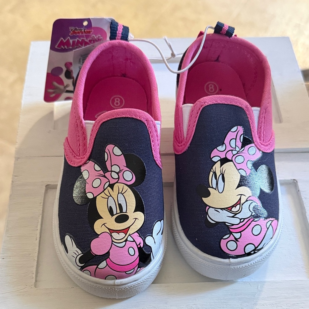 Disney Minnie Mouse Slip-On Sneakers in Navy and Pink